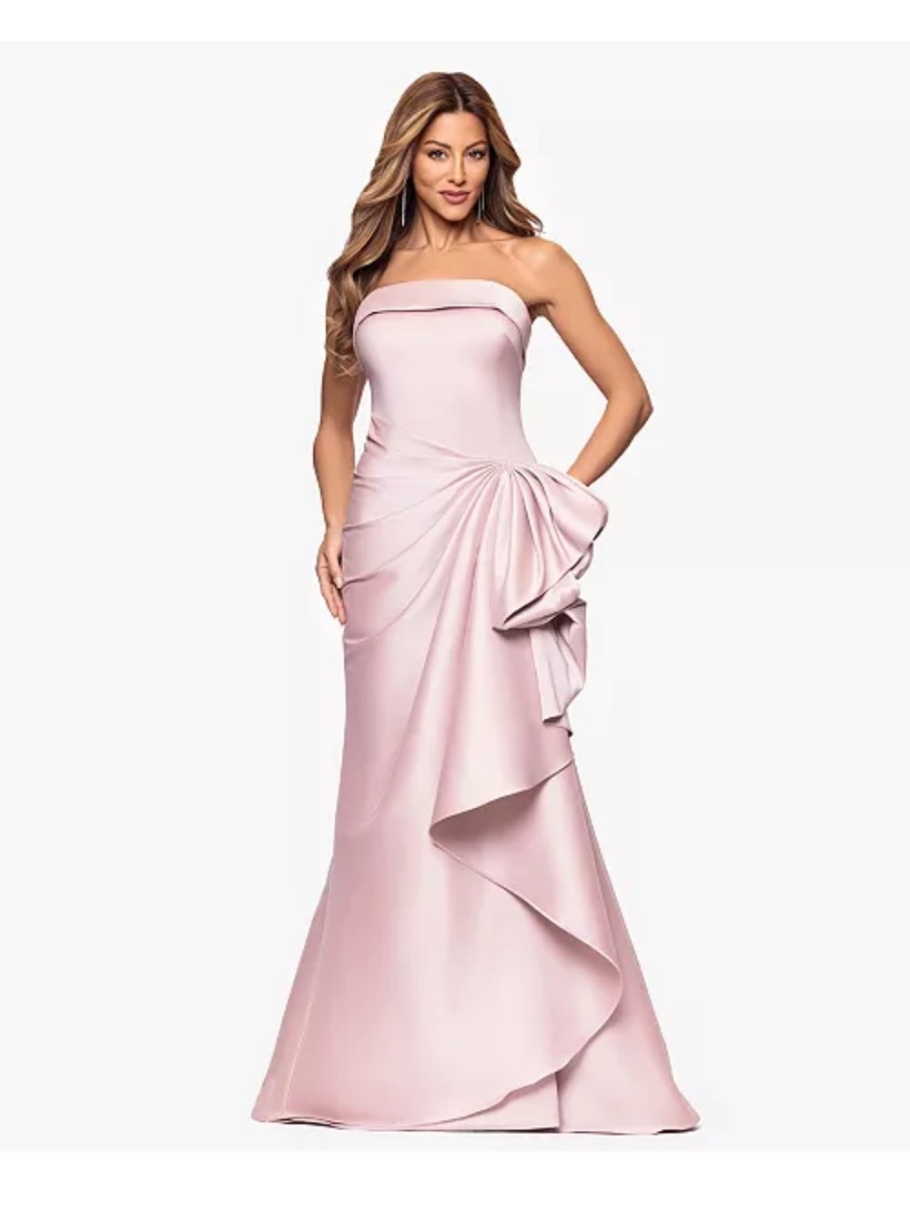 NWT Xscape Pink Mikado ruffle dress